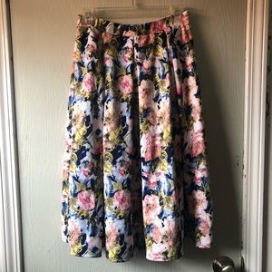 Floral Tea Length Skirt